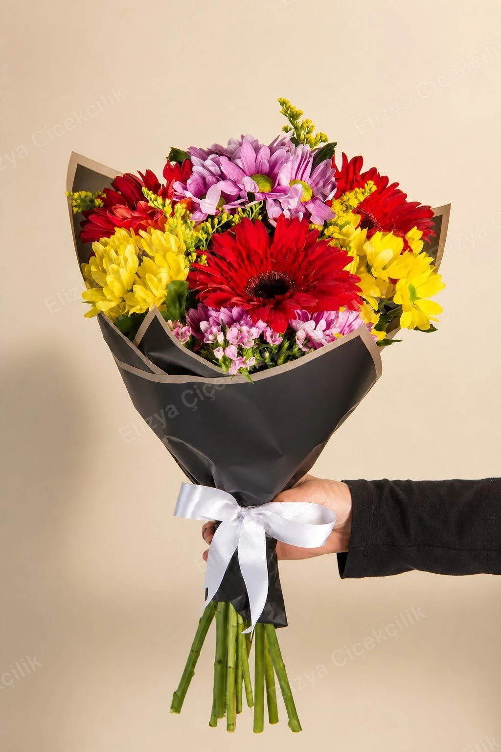 Rengarenk Gerbera ve Krizantem Buketi