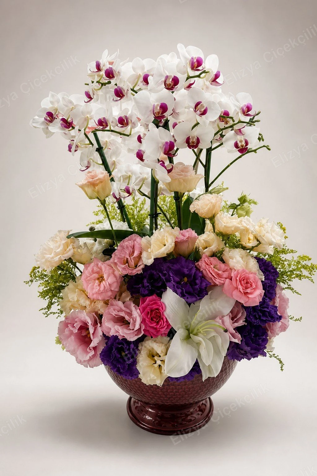 Orchid Grace — Orkideli Bakır Kase Aranjmanı — görsel 3