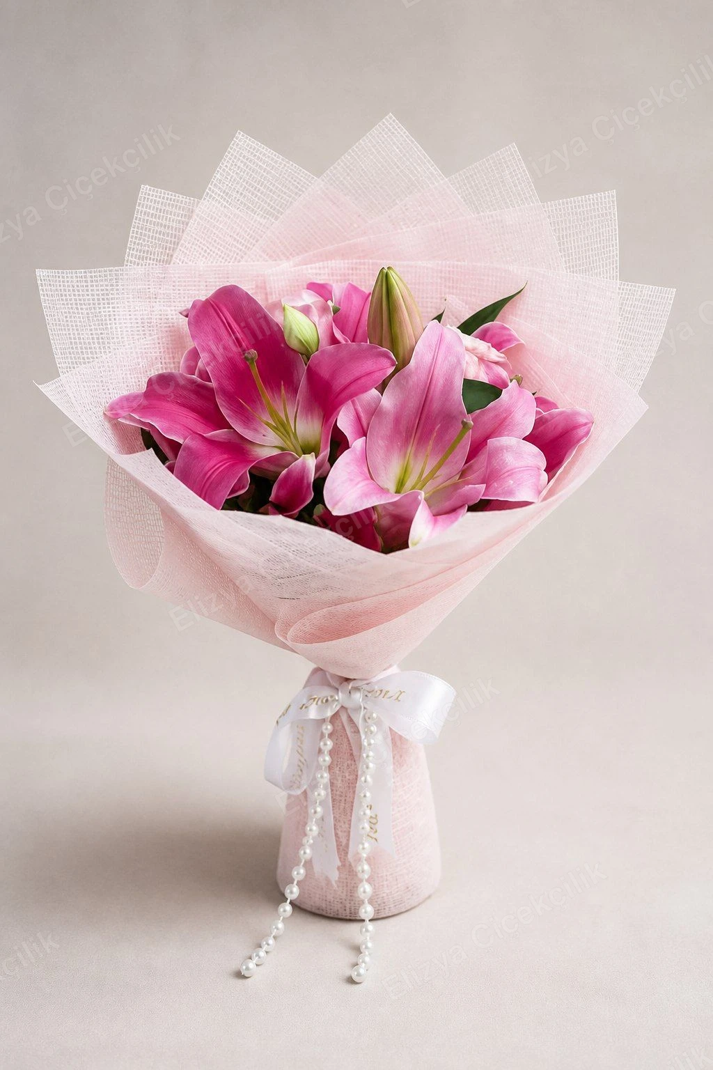 Rosé Whisper — Pembe Oryantal Lilyum Buketi — görsel 3