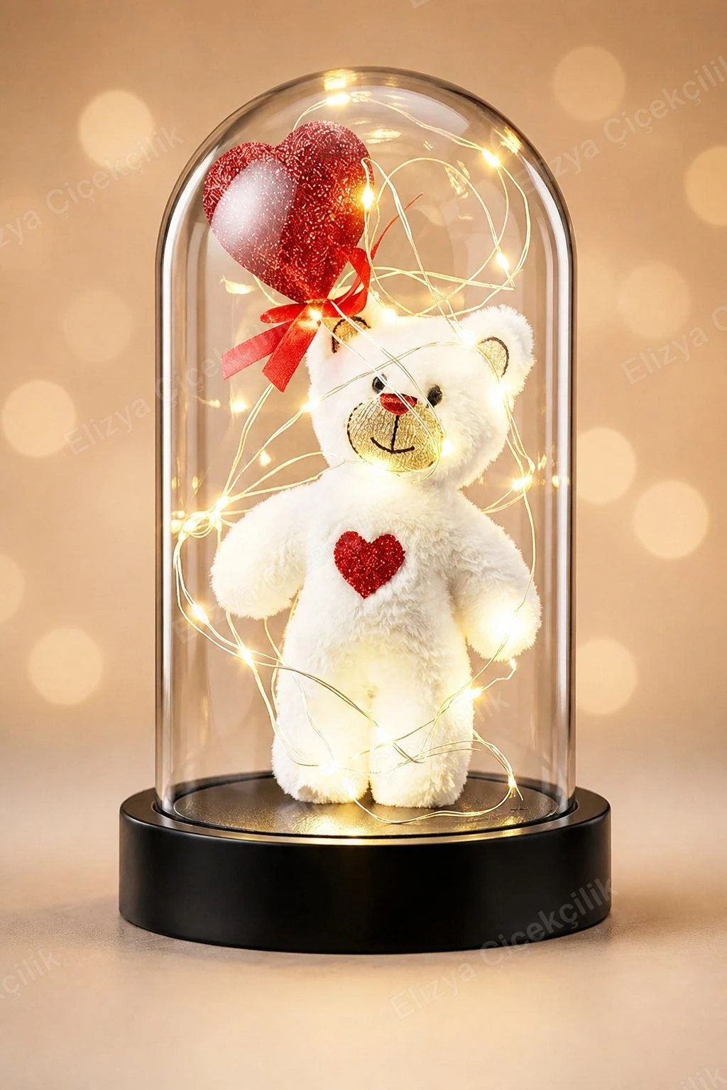 Glow Bear — Işıklı Kalpli Ayıcık Fanus — görsel 2