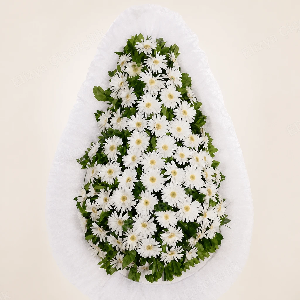 Serene Tribute — Ayaklı Beyaz Çelenk — görsel 2