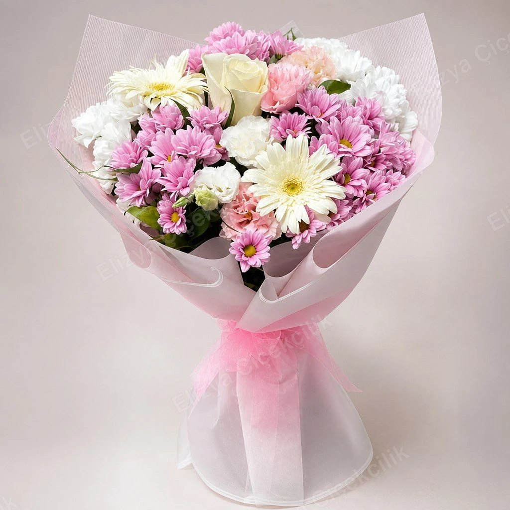 Soft Whisper — Pastel Papatya ve Gerbera Buketi