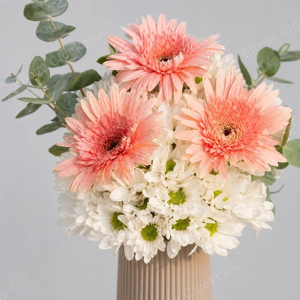 Somon Gerbera & Krizantem — Vazoda Zarafet — görsel 2