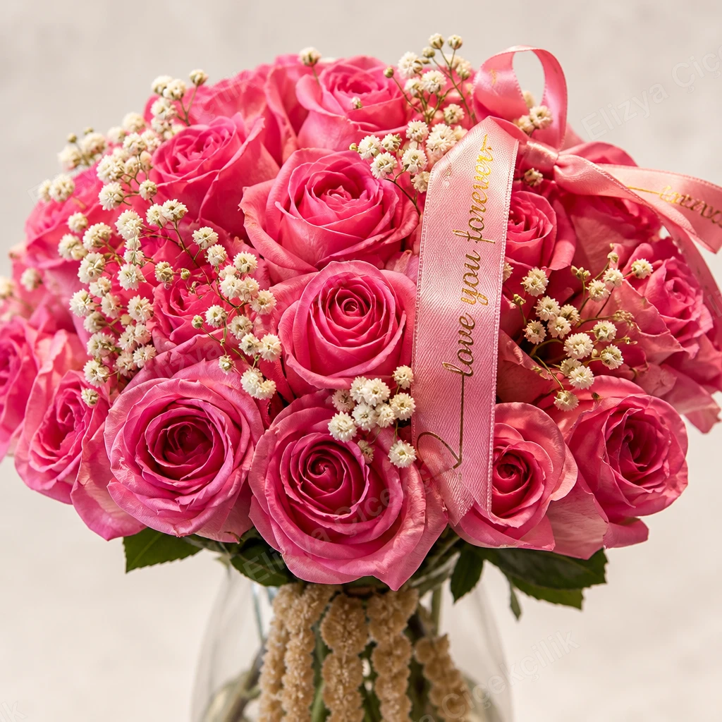 Pink Serenade — 20 Pembe Gül Vazo Aranjmanı — görsel 4