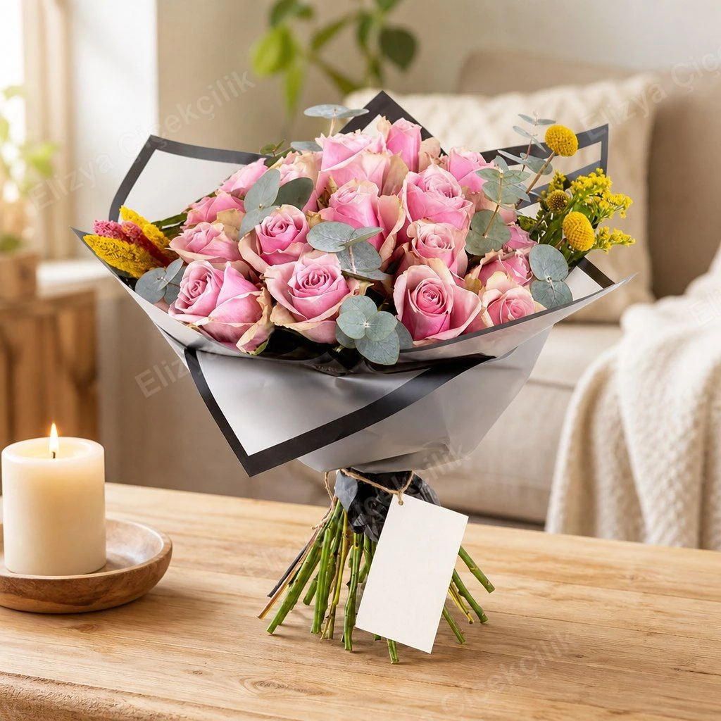 Grand Blush Charm — 30 Athena Pembe Gül Buketi — görsel 2