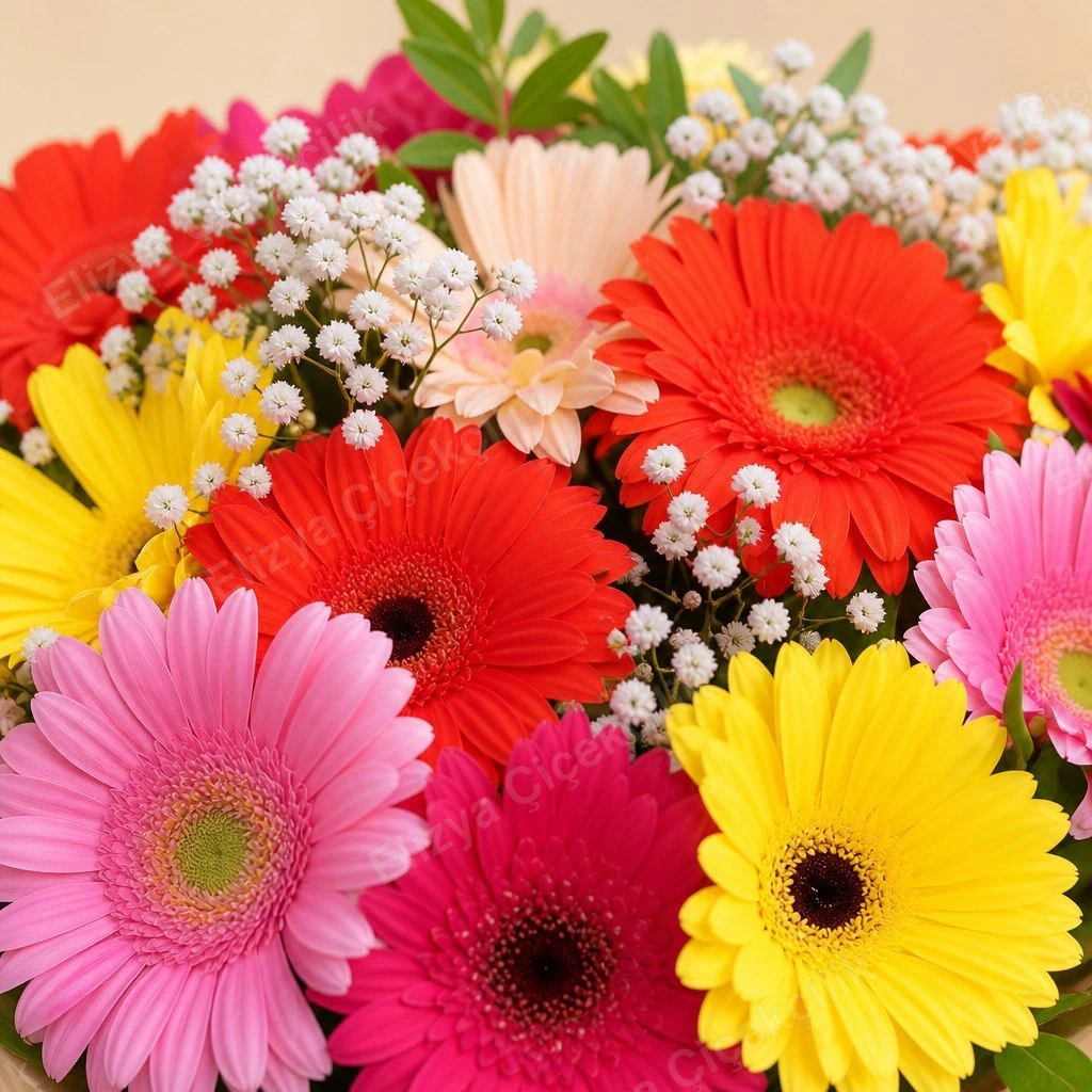 Vivid Carnival — Rengarenk Gerbera Buketi — görsel 2