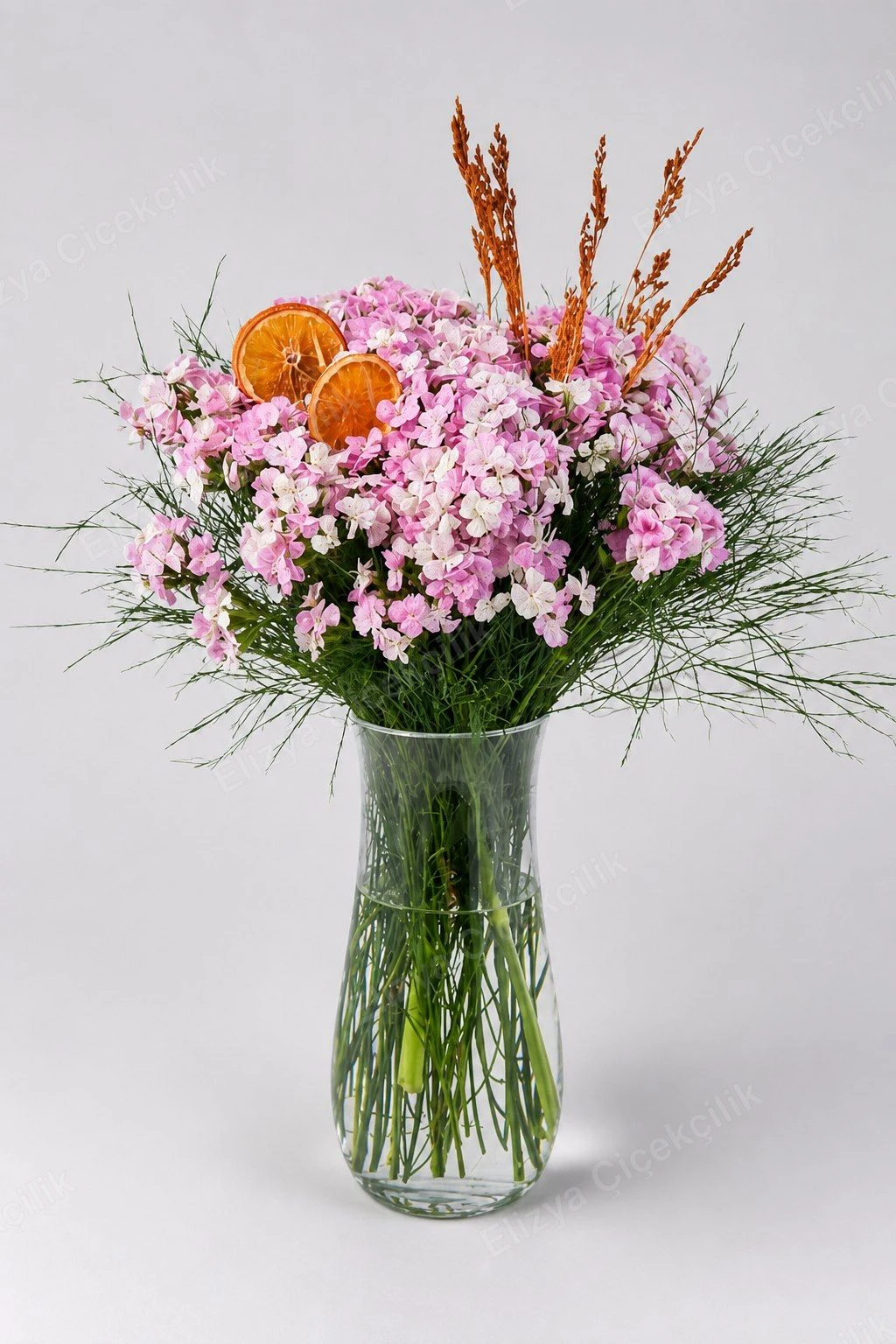 Rustic Pink Charm — Vazoda Pembe Hüsnüyusuf — Kuru Portakal & Başak Dokunuşu — görsel 2