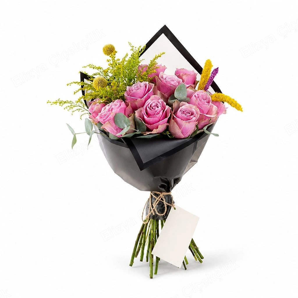 Blush Rose Charm — 15 Athena Pembe Gül Buketi — görsel 3