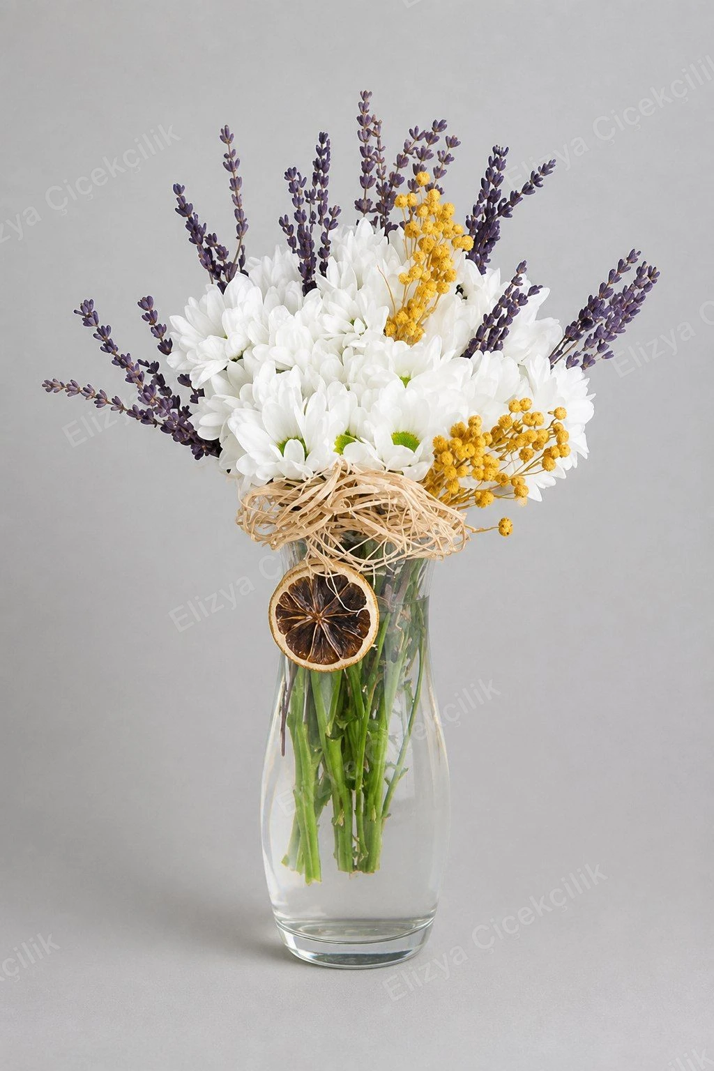 Rustic Charm — Papatya & Lavanta Vazo Aranjmanı